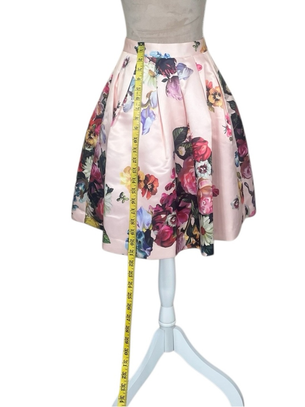 Ted Baker Pink “Flowtii Oil Painting” Floral Print A-Line Skirt - Picture 6 of 14